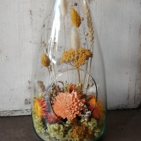 Bouteille de fleurs séchées